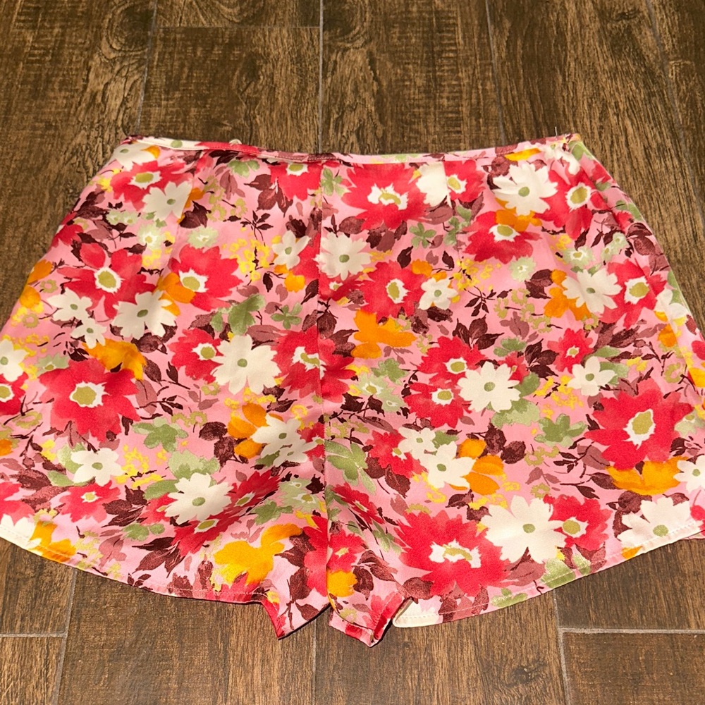 Lulus Floral Skort NWT Size L | Pink Orange Summer Shorts Skirt - Picture 3 of 3